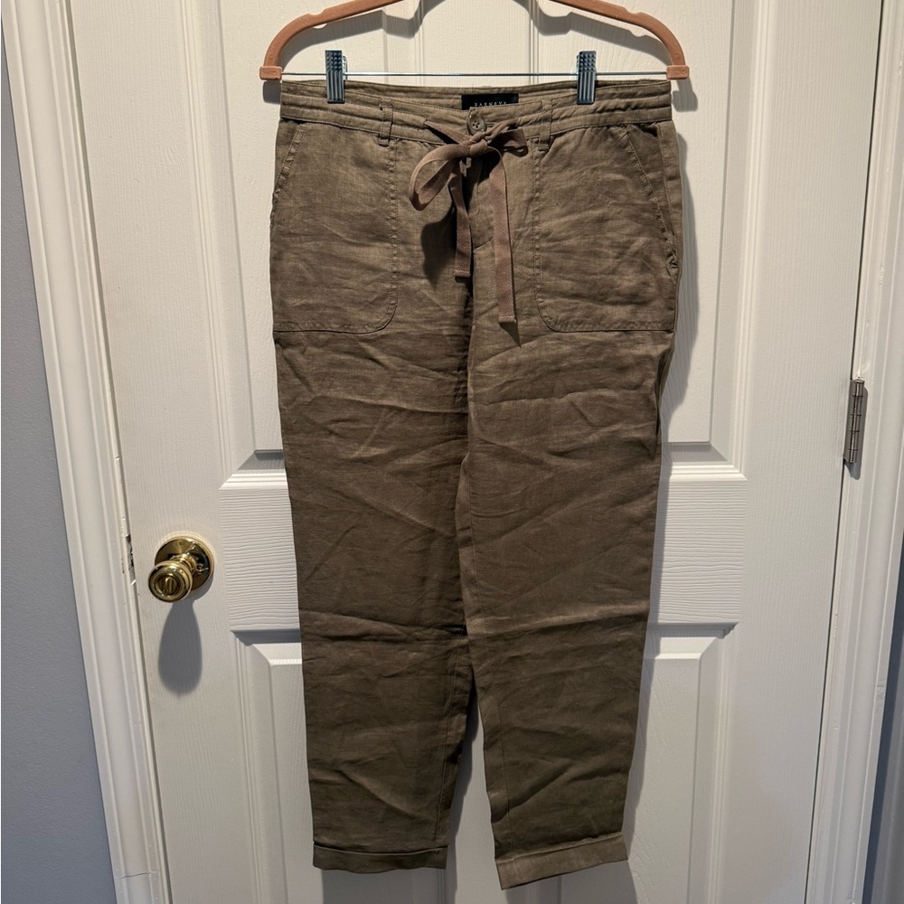 Barneys New York Linen Olive Green Size 2